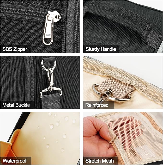 Travel Hanging Toiletry Bag for Women and Men, 6 Organizer Compartments - Image 7