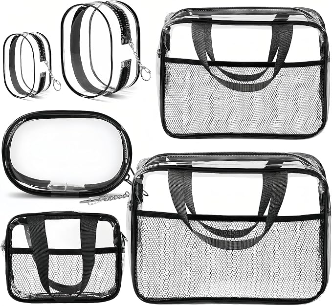XEWEA Clear Travel Toiletry Bags & Small Electronic Accessories Organizer Case by XEWEA