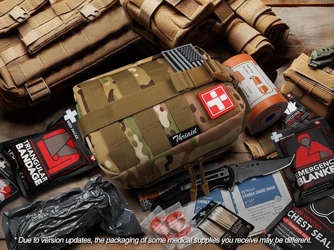 Survival First Aid Kit with Israeli Bandage, Chest Seal, Tactical Military - Image 2