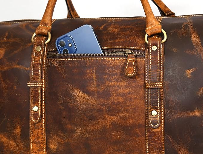 Leather Duffel Bag for Men & Women Travel, Gym Bag - Image 9