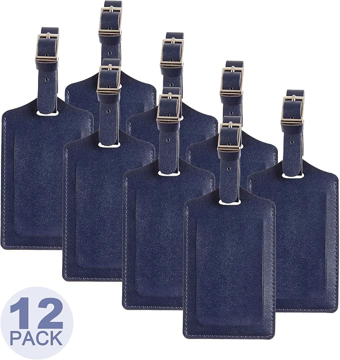 8 Pack Leather Luggage Travel Bag Tags by Travelambo by Travelambo