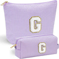 YOOLIFE Personalized Cute Purple Initial Cosmetic Makeup Pouch by YOOLIFE