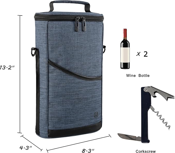 ALLCAMP 2 Bottle Wine Tote Carrier - Image 2