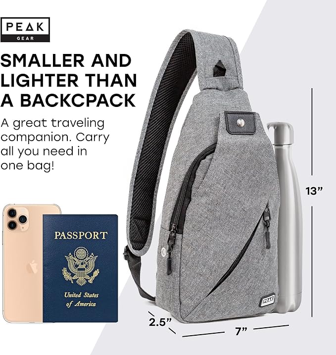 Peak Gear Travel Sling Bag. Compact Crossbody Bag | Lighter and Smaller than a - Image 2