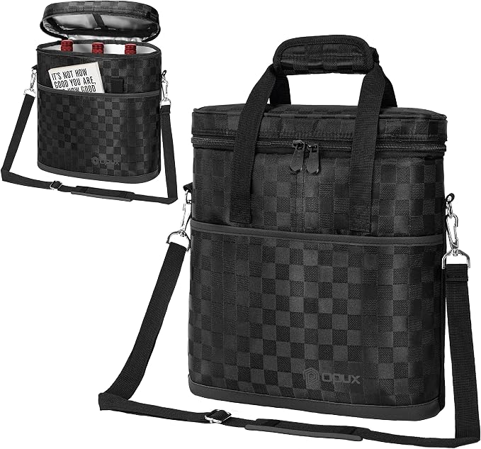 OPUX 3 Bottle Wine Carrier Tote, Insulated Leakproof Wine Cooler Bag, Wine - Image 8