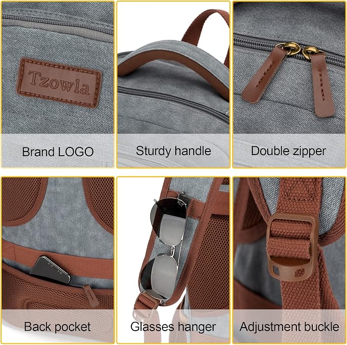 Tzowla Canvas Laptop Backpack, Bag - Image 4