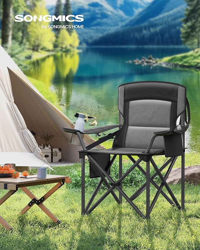 SONGMICS Oversized Lumbar Support Camping Chair, Heavy-Duty Outdoor Folding - Image 3