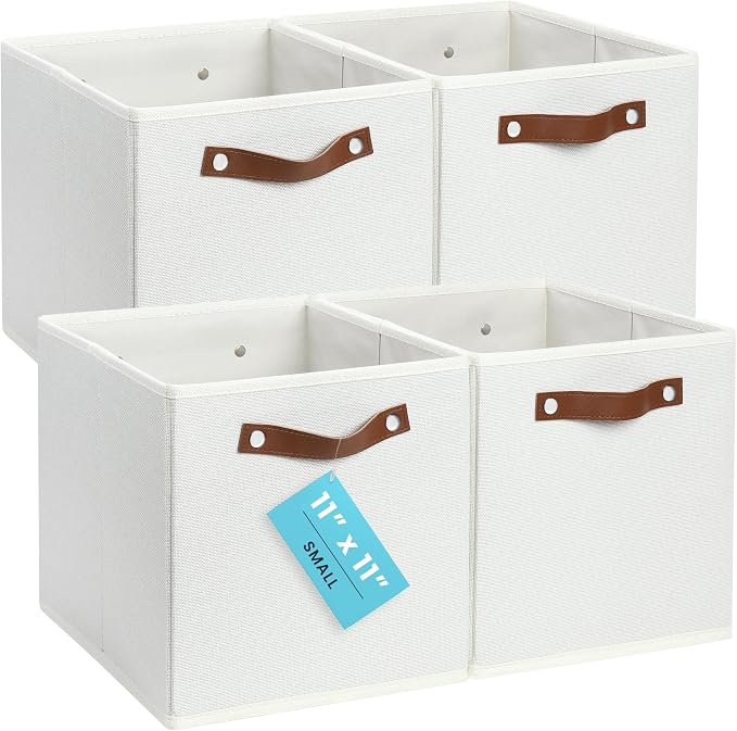 OrganiHaus 11x11 Fabric Cubes Storage Bins Set of 4, Foldable Collapsible by OrganiHaus
