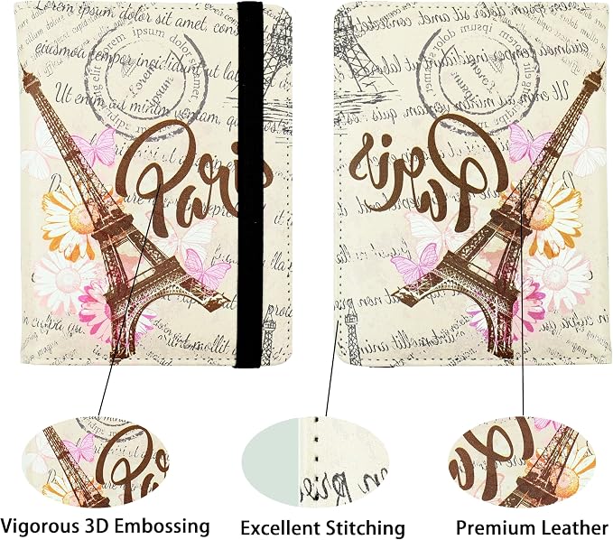 Eiffel Tower Passport Holder for Women and Men PU Leather Passport Cover for - Image 2