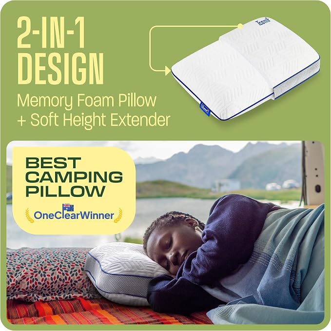 Camping Pillow: Dual Cover, Memory Foam Travel Pillow, Medium Firm Camp Pillow - Image 2