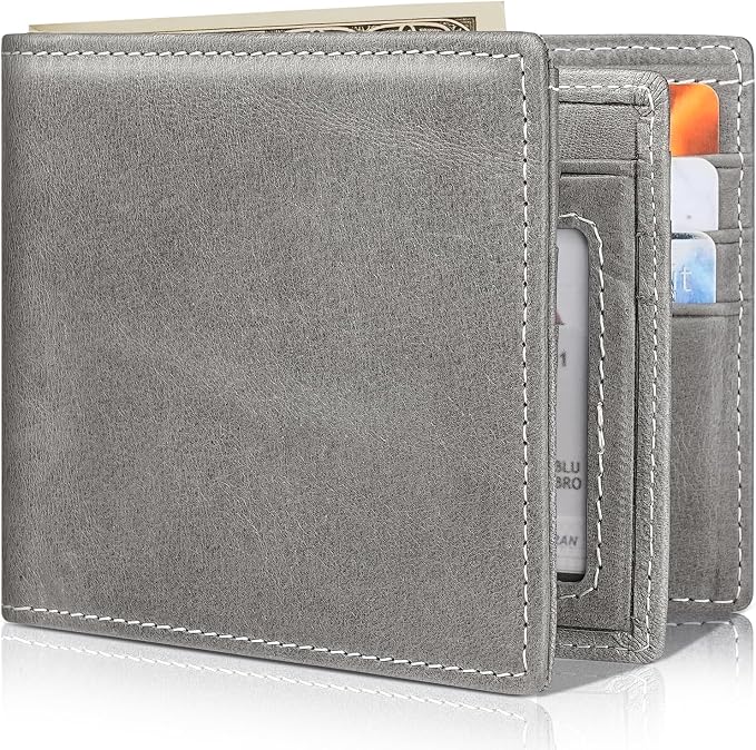 Mens Wallet Bifold Genuine Leather RFID Blocking Wallet by Artpaxy
