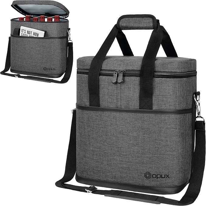 opux 6 Bottle Carrier Tote | Insulated Padded Wine Cooler Bag - Image 8