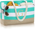 YOOLIFE Large Initial Beach Bag Waterproof Tote Zipper Bag Personalized Gifts by YOOLIFE