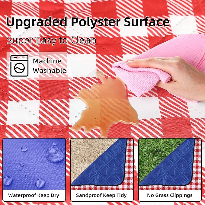 ZAZE Picnic Blanket Extra Large Waterproof, Camping on Grass Accessories Couple - Image 4