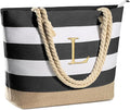 YOOLIFE Initial Canvas Waterproof Beach Tote Bag Zipper Personalized Gifts by YOOLIFE