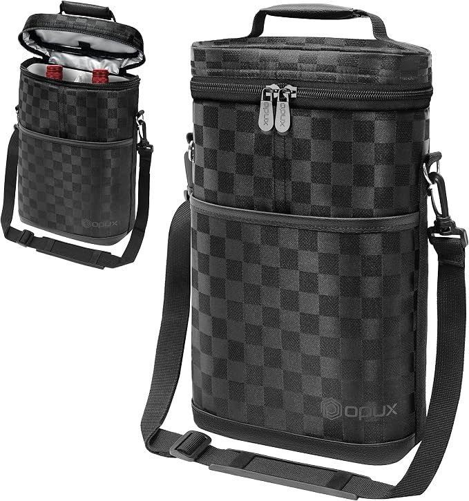 opux 2 Bottle Wine Carrier Tote, Insulated Leakproof Wine Cooler Bag, Wine - Image 9