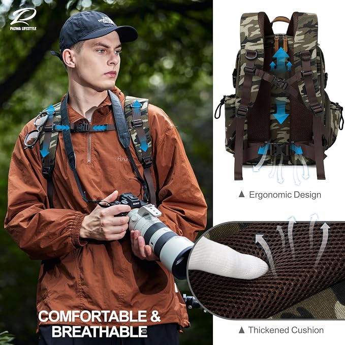 Padwa Lifestyle Camouflage Camera Backpack - Image 4