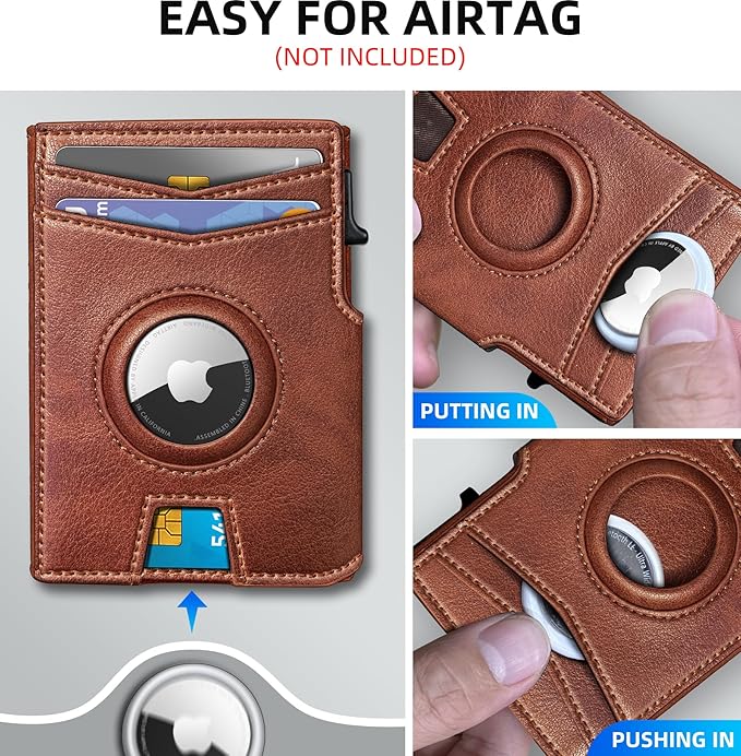 Airtag Wallet for Men, with Money Clip 10 Cards Metal Case Smart Slim Pop Up - Image 4