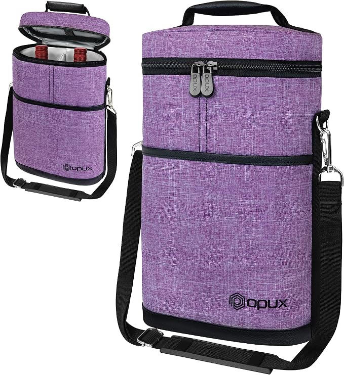 opux 2 Bottle Wine Carrier Tote, Insulated Leakproof Wine Cooler Bag, Wine - Image 8