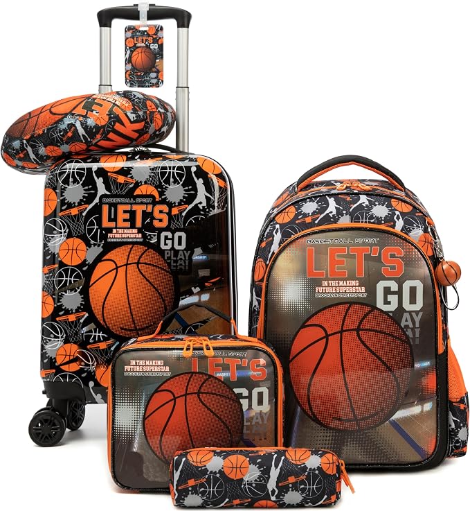 Kid’s Luggage Set 5 Piece Suitcase Set 16’’ Hardside Basketball Luggage by Unknown