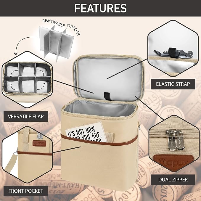 Opux 6 Bottle Carrier Tote | Insulated Padded Cooler Bag - Image 4
