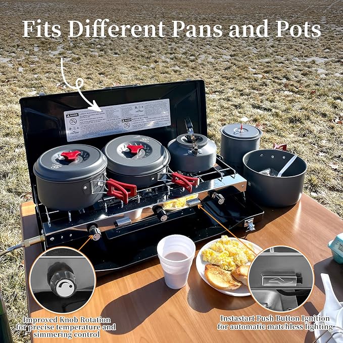 Camping Stove, 3 Burners Propane Portable Camp Stove - Image 6
