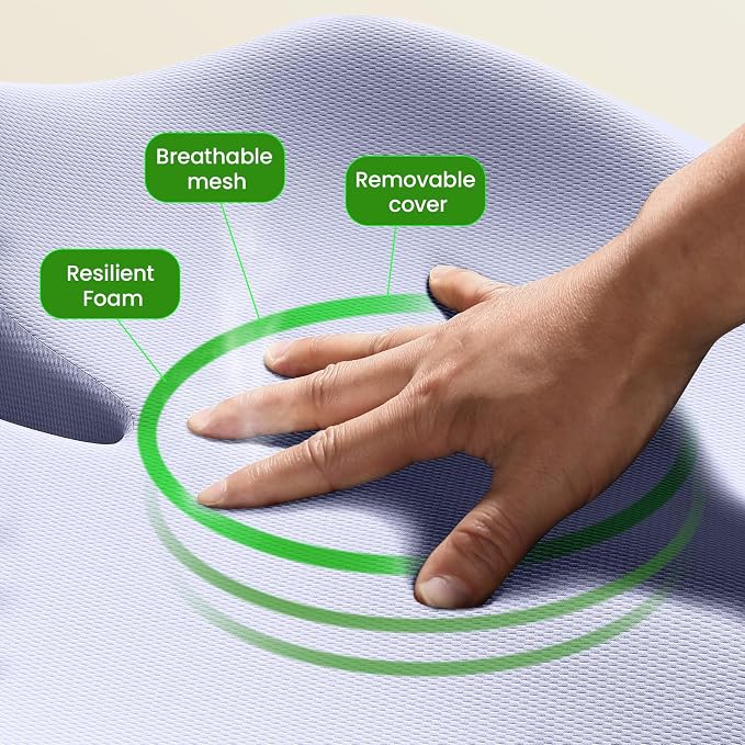 Benazcap Large Seat Cushion for Office Chair Memory Foam Coccyx Pain Relief - Image 7