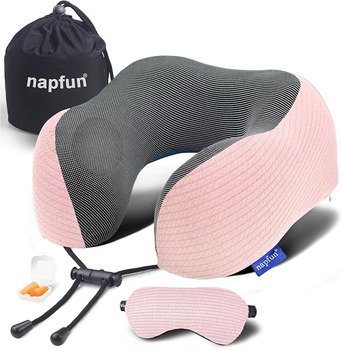 napfun Neck Pillow for Traveling, Upgraded Travel Neck Pillow for Airplane 100% by NAPFUN