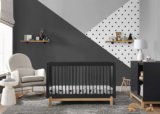 Delta Children Poppy 4-in-1 Convertible Crib, Midnight Grey/Natural - Image 2