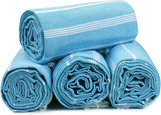 HILLFAIR Cotton Turkish Beach Towels, Quick Dry Lightweight Sand Free Peshtemal - Image 7