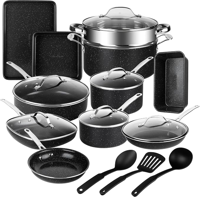 Granitestone 20 Pc Ceramic Cookware Set Nonstick, Complete Pots and Pans Set by Granitestone+