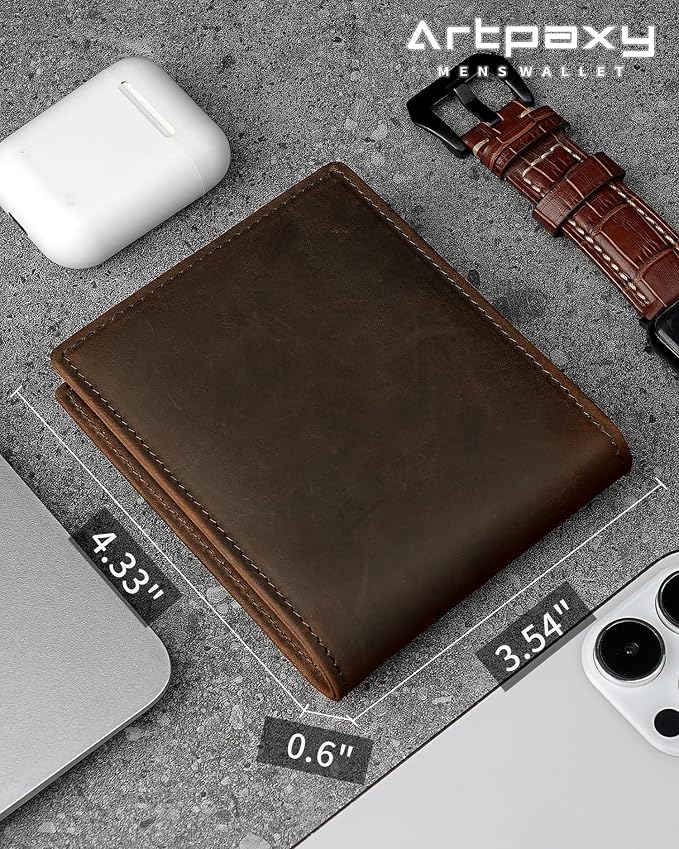 Mens Wallet Genuine Leather Bifold RFID Blocking Wallet - Image 7