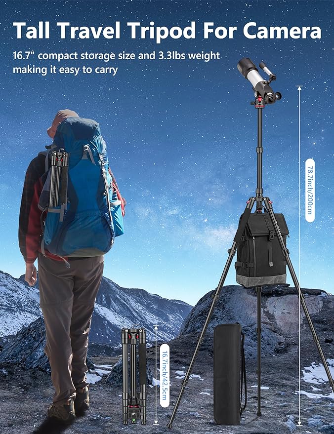 78" Porfessional Tripod for Camera, Victiv Aluminum Camera Tripod Monopod for - Image 4