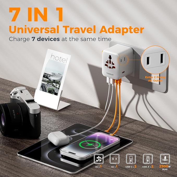 TESSAN Universal Travel Adapter 65W GaN, International Power Adapter - Image 2