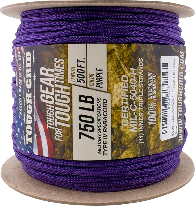 TOUGH-GRID 750 Paracord Rope Nylon Parachute Cord, Made in USA Survival Kit - Image 4