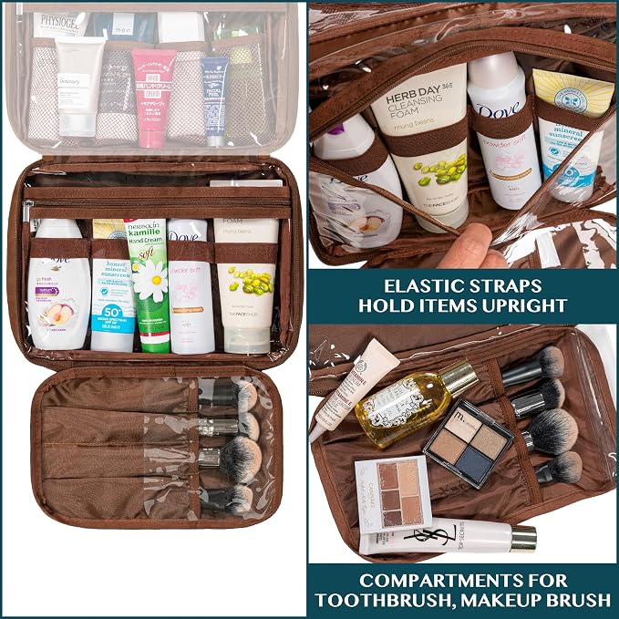 PAVILIA Hanging Toiletry Bag Women Men, Foldable Cosmetic Organizer Travel Bag - Image 5