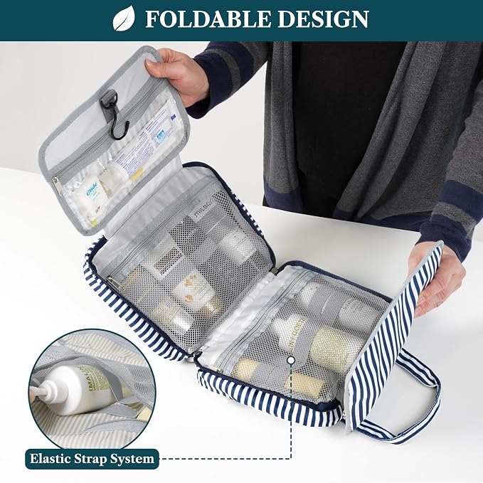 PAVILIA Hanging Toiletry Bag Travel Bag Women Men, Foldable Cosmetic Organizer - Image 4