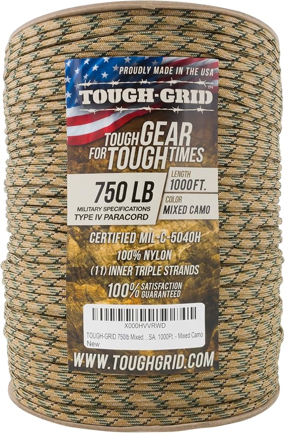 TOUGH-GRID 750 Paracord Rope Nylon Parachute Cord, Made in USA Survival Kit - Image 3