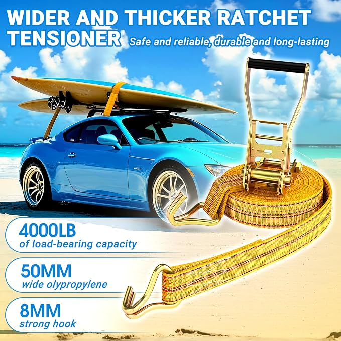 2Pack Ratchet Straps Heavy Duty, 2” 32Ft Tie Down Straps Ratchet, Tie Down - Image 5