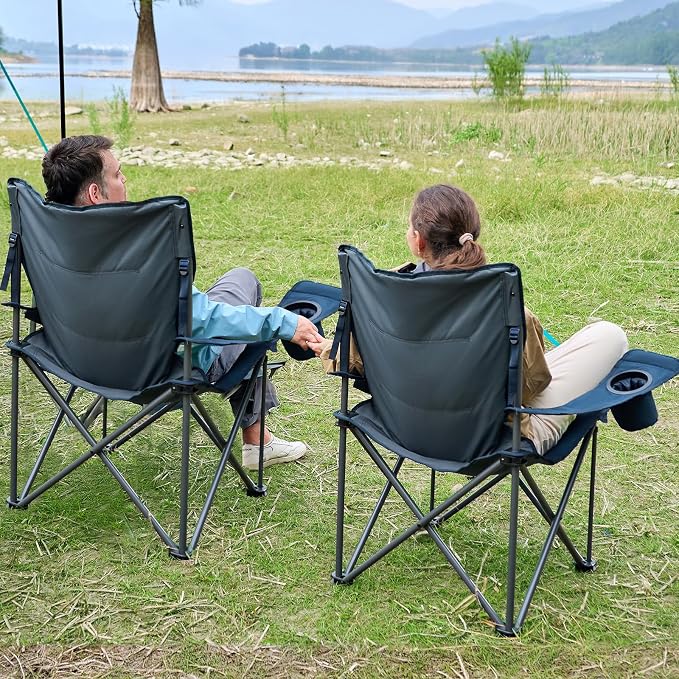 TIMBER RIDGE Oversized Folding Camping Chair Support 550 LBS, Heavy Duty - Image 9