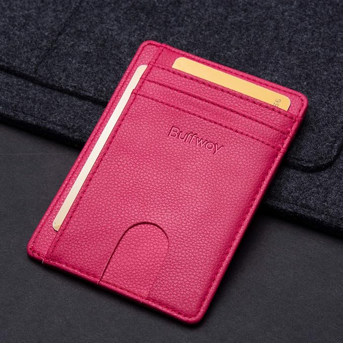 Buffway Slim Minimalist Front Pocket RFID Blocking Leather Wallets - Image 4