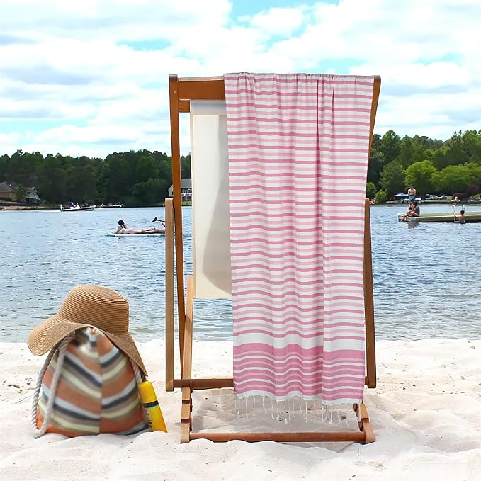 HILLFAIR Cotton Turkish Beach Towels, Quick Dry Lightweight Sand Free Peshtemal - Image 6