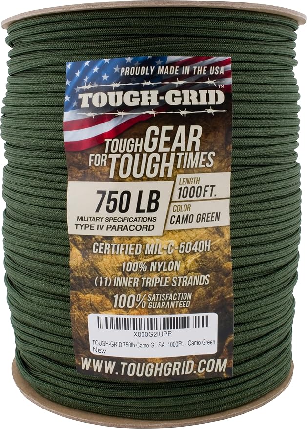TOUGH-GRID 750 Paracord Rope Nylon Parachute Cord, Made in USA Survival Kit - Image 3
