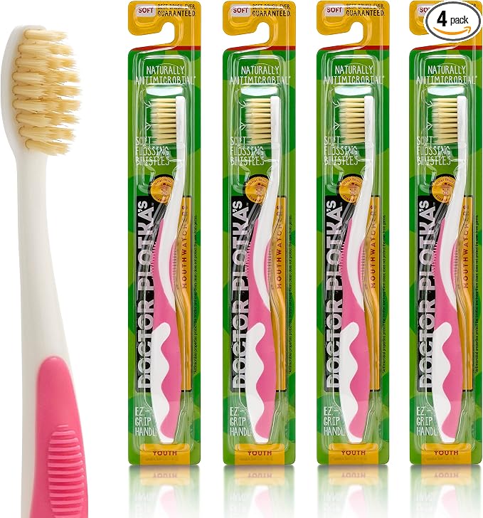 MOUTHWATCHERS Soft Childrens Flossing Manual Toothbrush, Value Pack of 4 by Mouthwatchers
