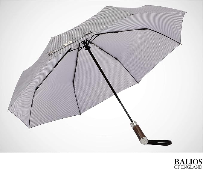 Balios Travel Umbrella Luxurious Golden Hardwood Handle Auto Open & Close - Image 7