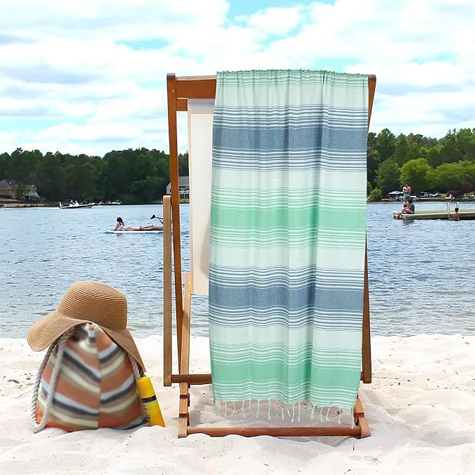 HILLFAIR Cotton Turkish Beach Towels, Quick Dry Lightweight Sand Free Peshtemal - Image 6