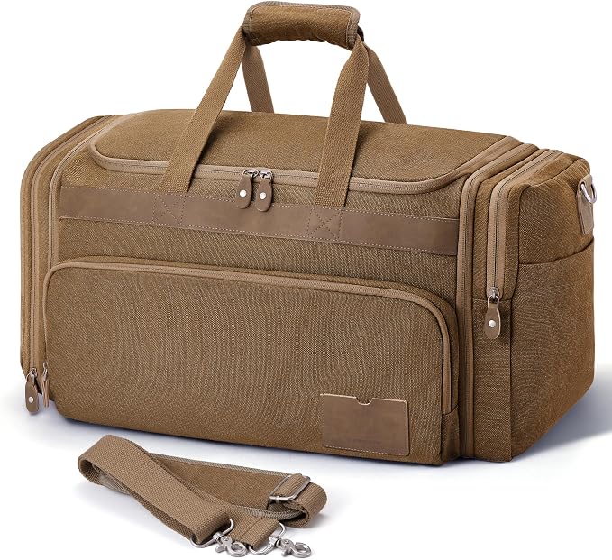 SHOWKOO Duffle Bag for Travel 60L Expandable Canvas Travel Bag Durable Vintage by SHOWKOO