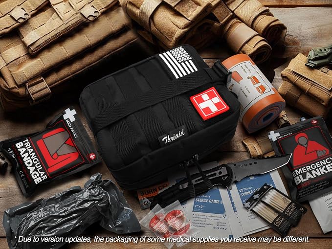 Survival First Aid Kit with Israeli Bandage, Chest Seal, Tactical Military - Image 2