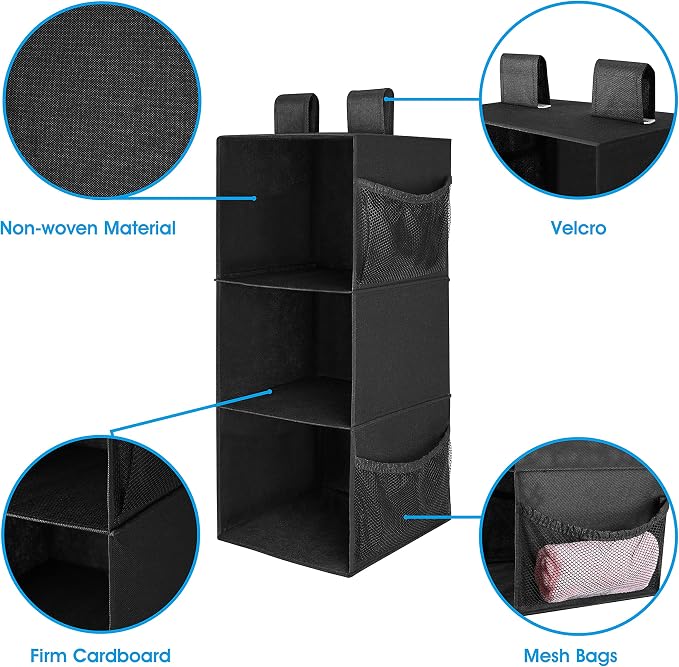 MAX Houser 3-Shelf Hanging Closet Organizers, Collapsible Closet Hanging Shelves - Image 5