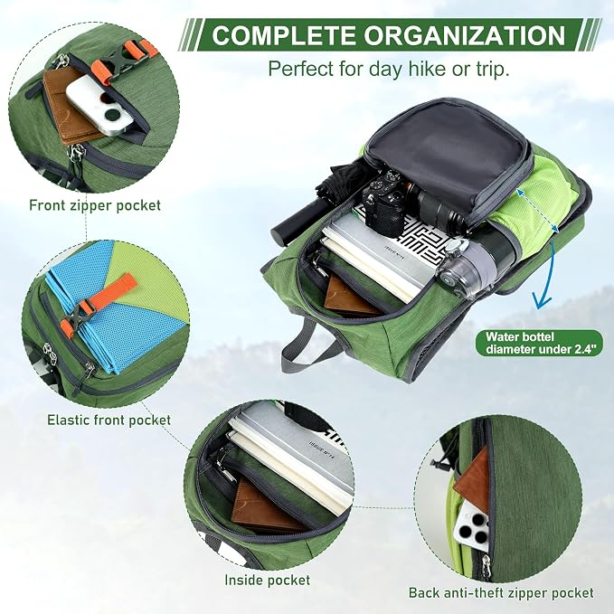 FIORETTO 15L Hiking Backpack for Women Men Mini Packable Backpack Lightweight - Image 4
